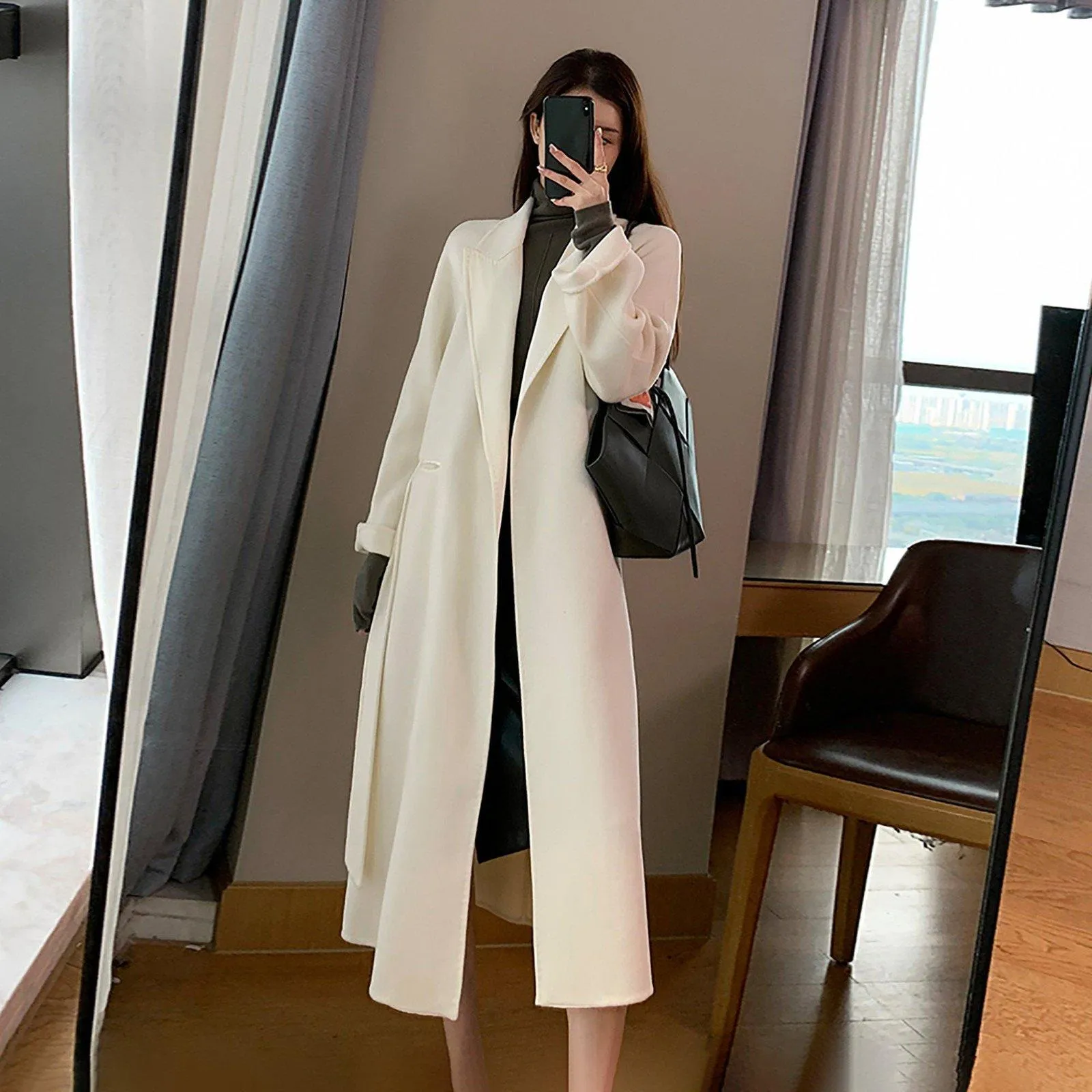 Imogen Beled Double Face Wool Long Wrap Coat