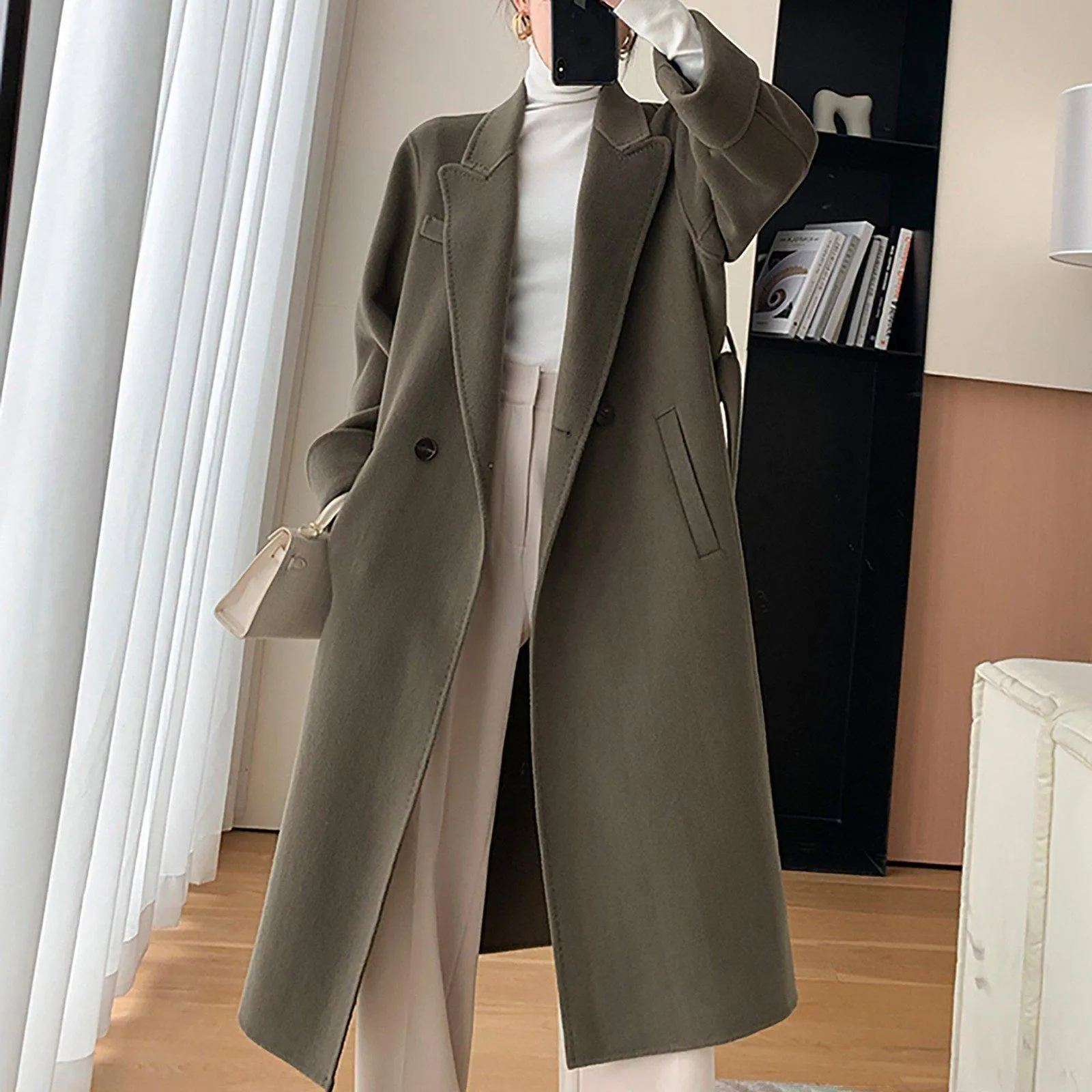 Imogen Beled Double Face Wool Long Wrap Coat