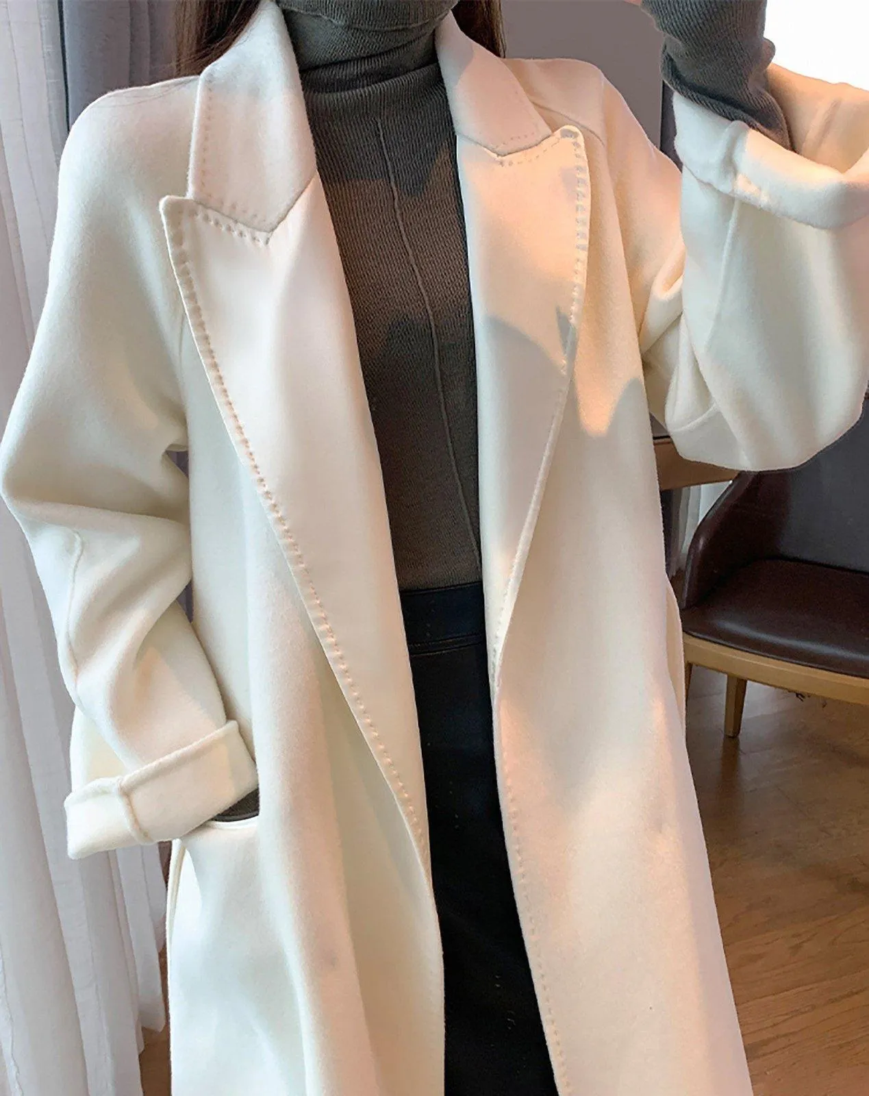 Imogen Beled Double Face Wool Long Wrap Coat