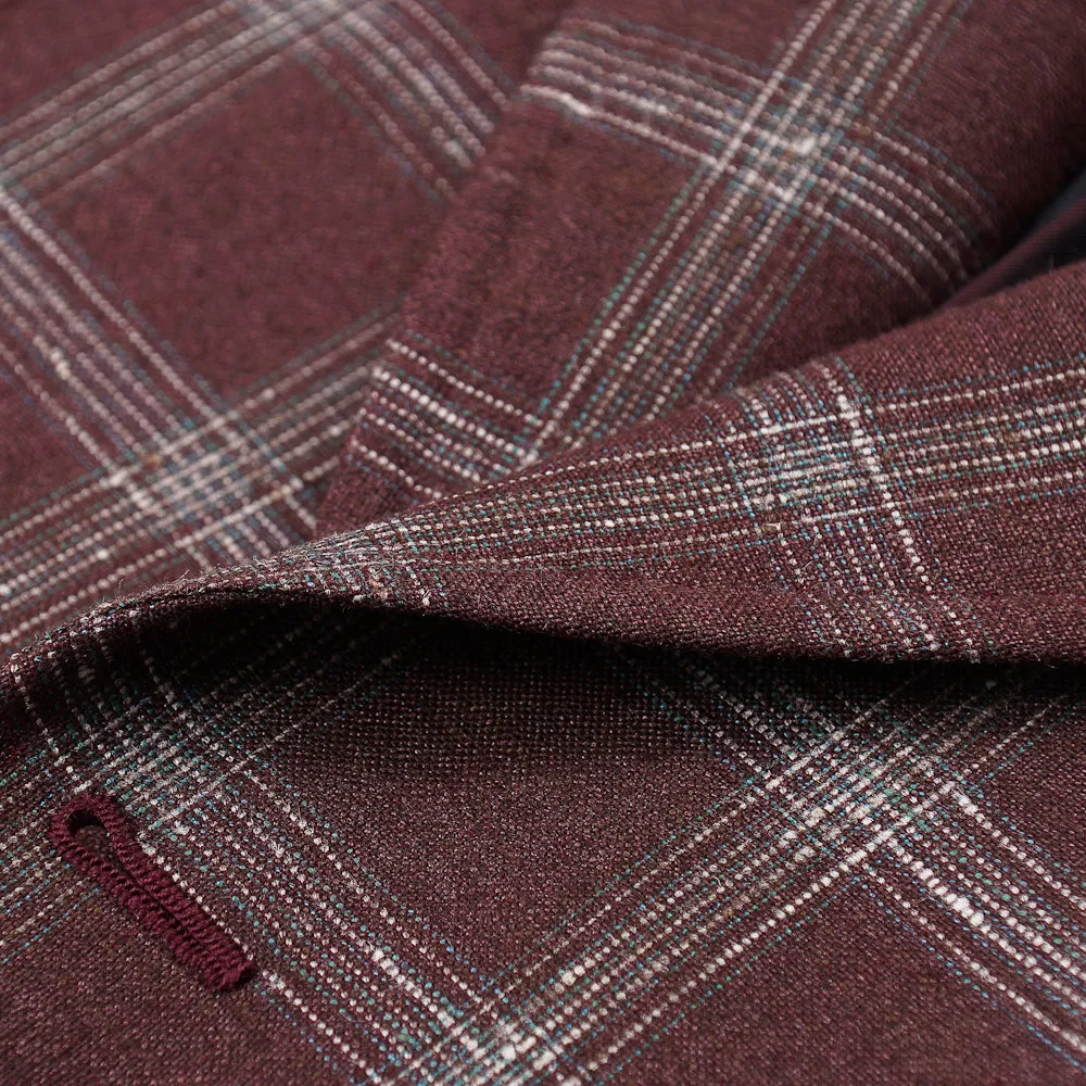 Isaia Burgundy Wool-Silk-Linen Sport Coat