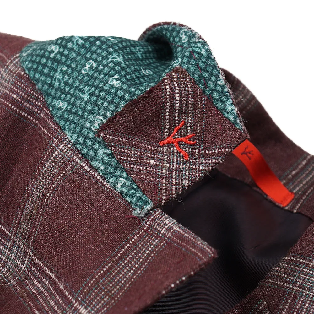 Isaia Burgundy Wool-Silk-Linen Sport Coat