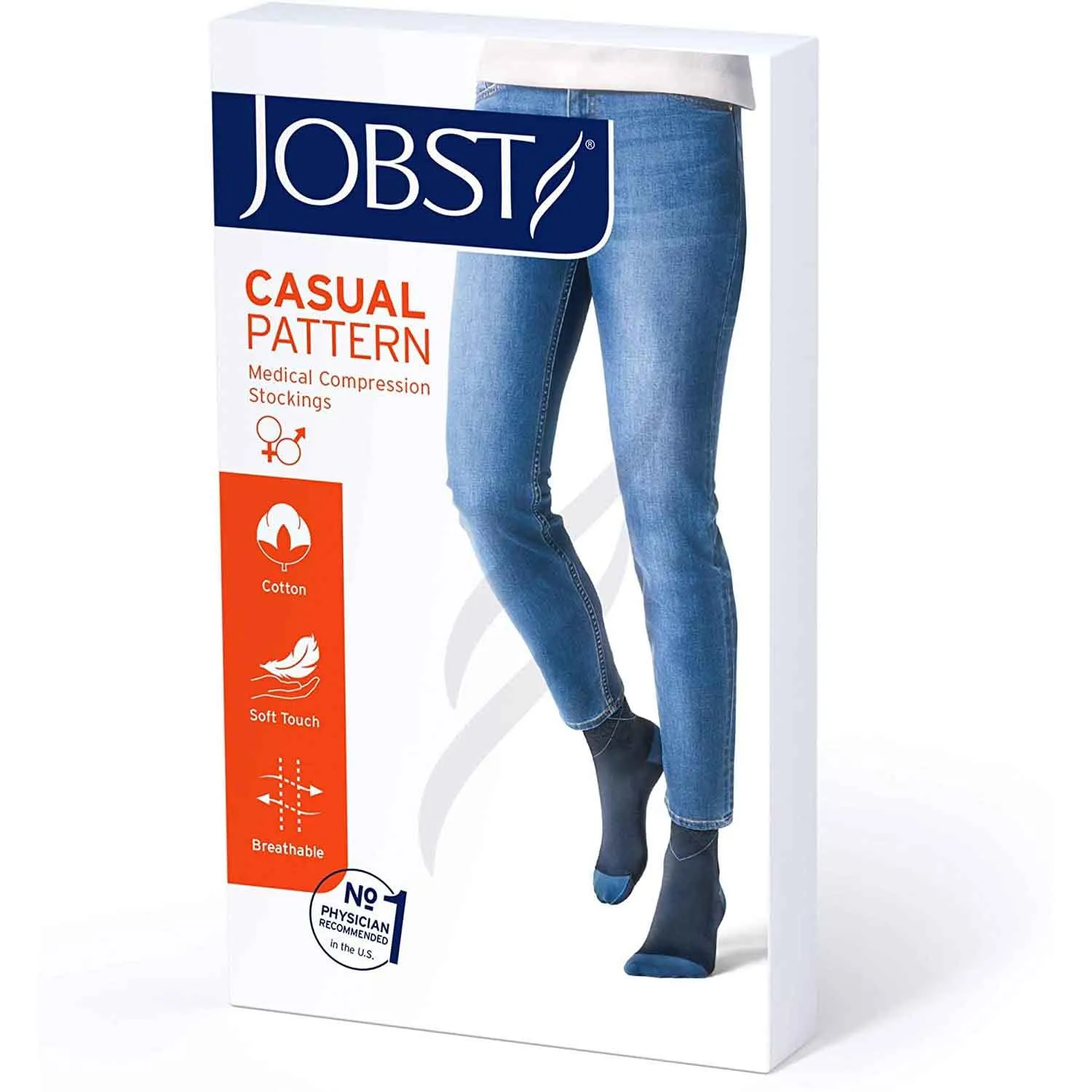 JOBST Casual Pattern Knee High Compression Socks, 20-30 mmHg, Closed Toe