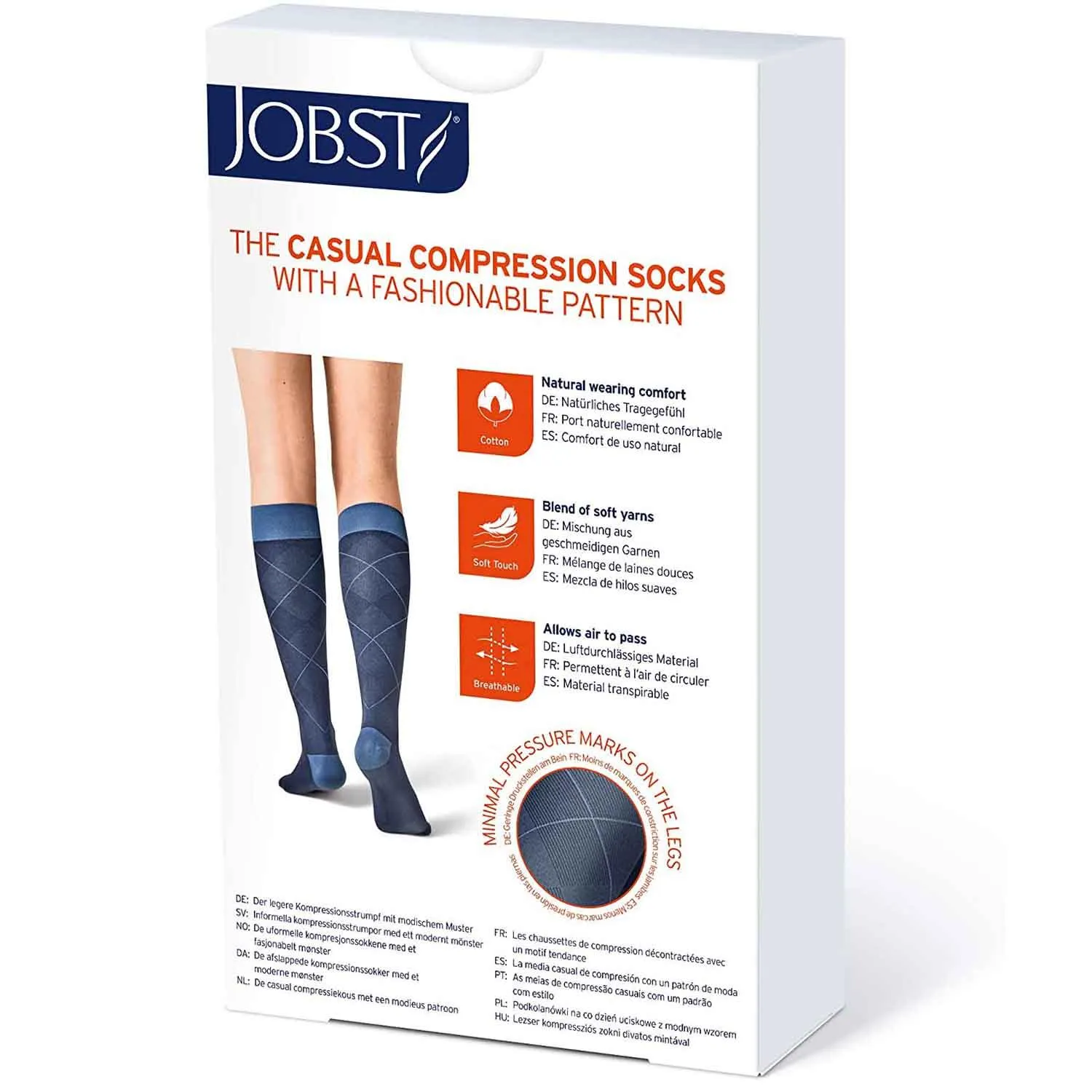 JOBST Casual Pattern Knee High Compression Socks, 20-30 mmHg, Closed Toe