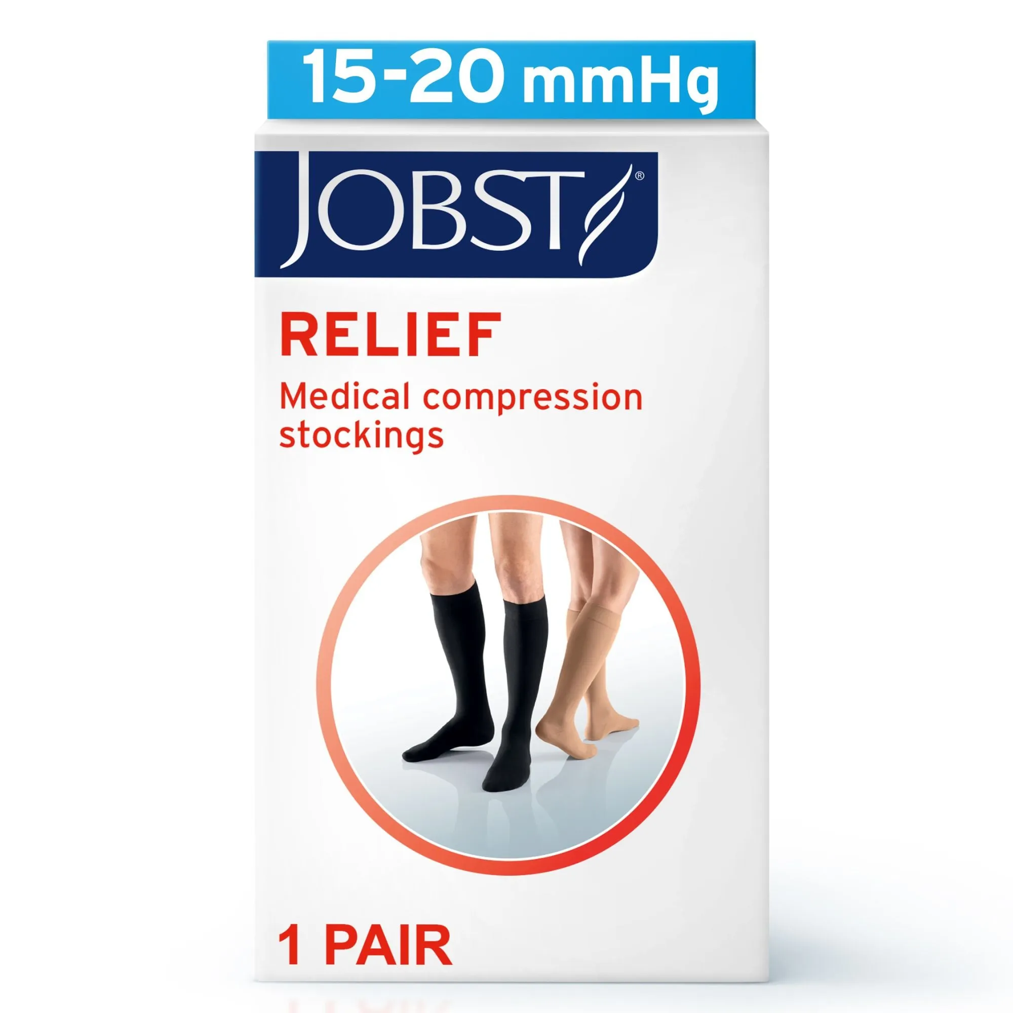 JOBST Relief 15-20 mmHg Compression Stockings, Knee High, ClosedToe