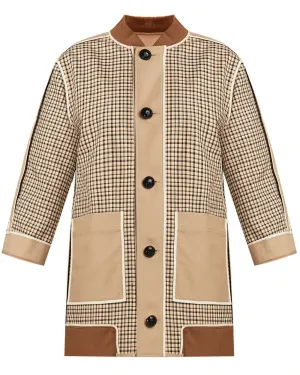 Khaki Check Reversible Balan Coat