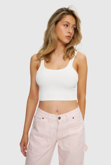 KUWALLA TEE CROP TANK WHITE