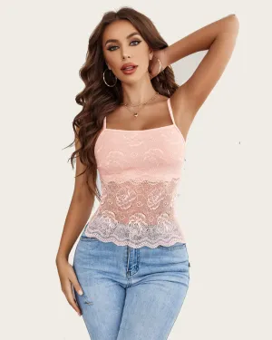 Lace Spaghetti Strap Tank Top