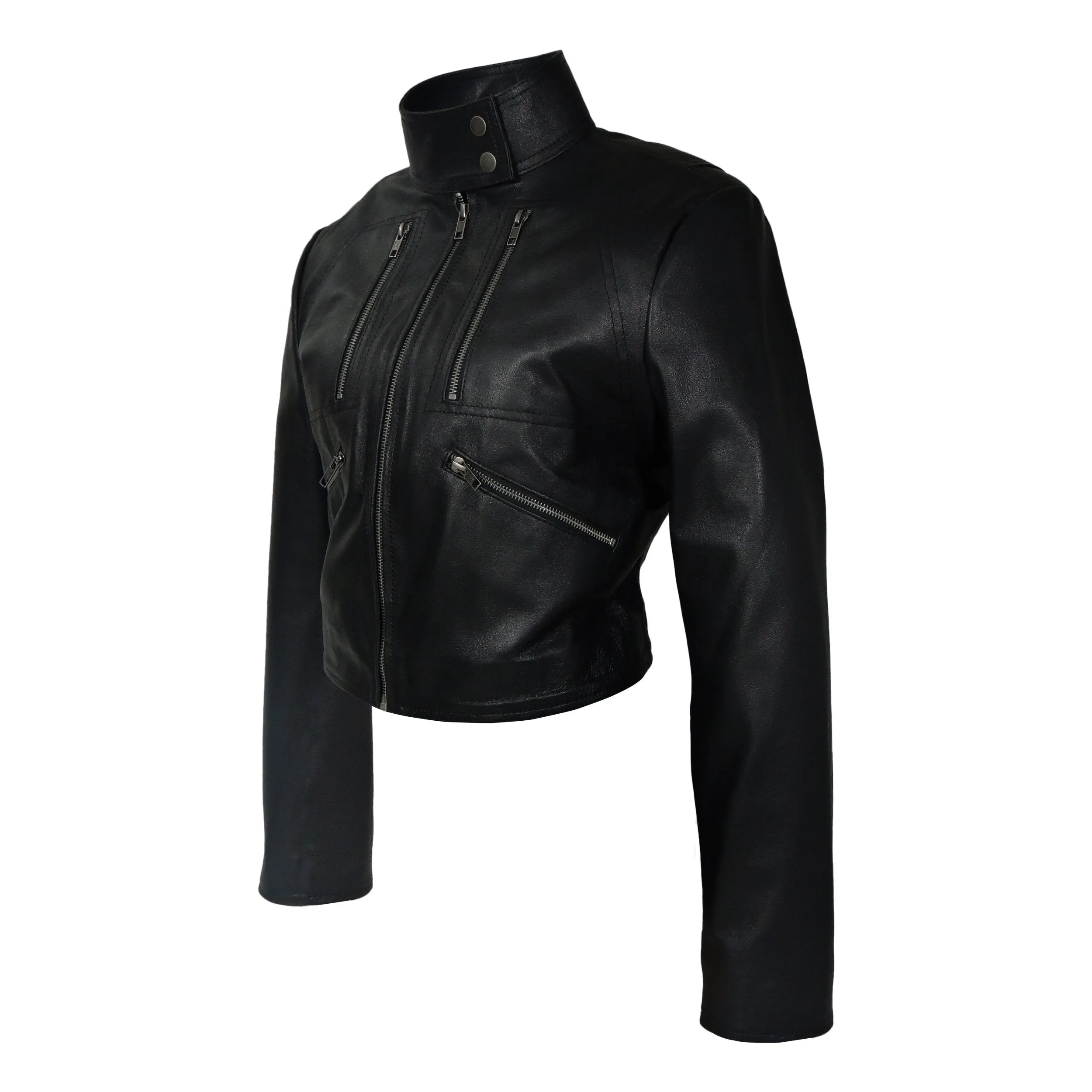 Ladies Sexy Short Cut Bolero Leather Jacket