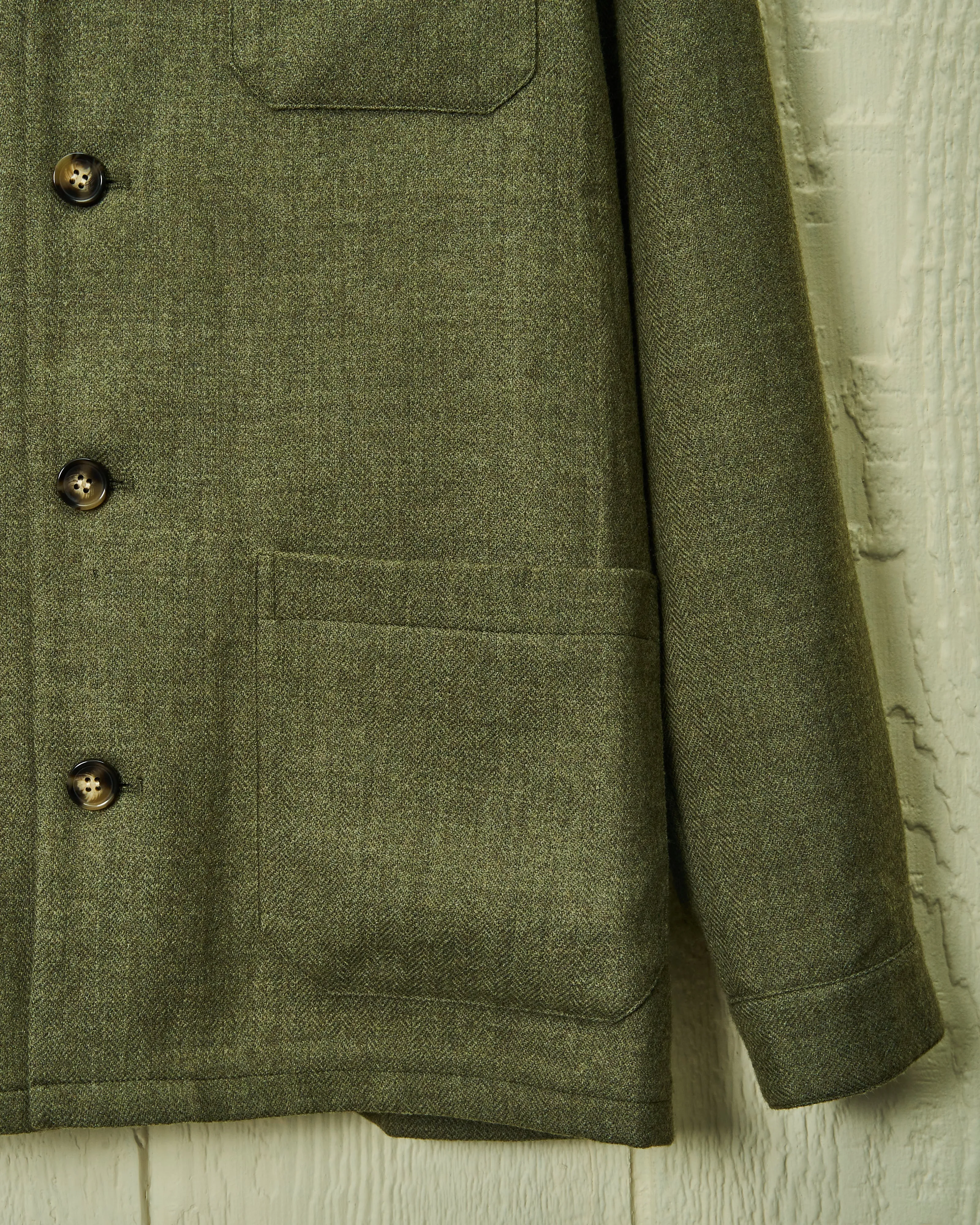 Lambswool Loafer Jacket in Olive Herringbone