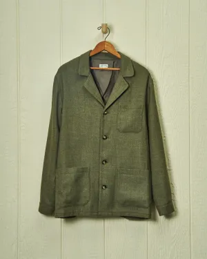 Lambswool Loafer Jacket in Olive Herringbone