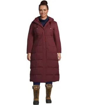 Lands' End Women's Down Stretch Maxi Coat Rich Burgundy