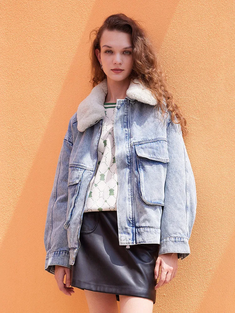 Lapel Blue Denim Coat