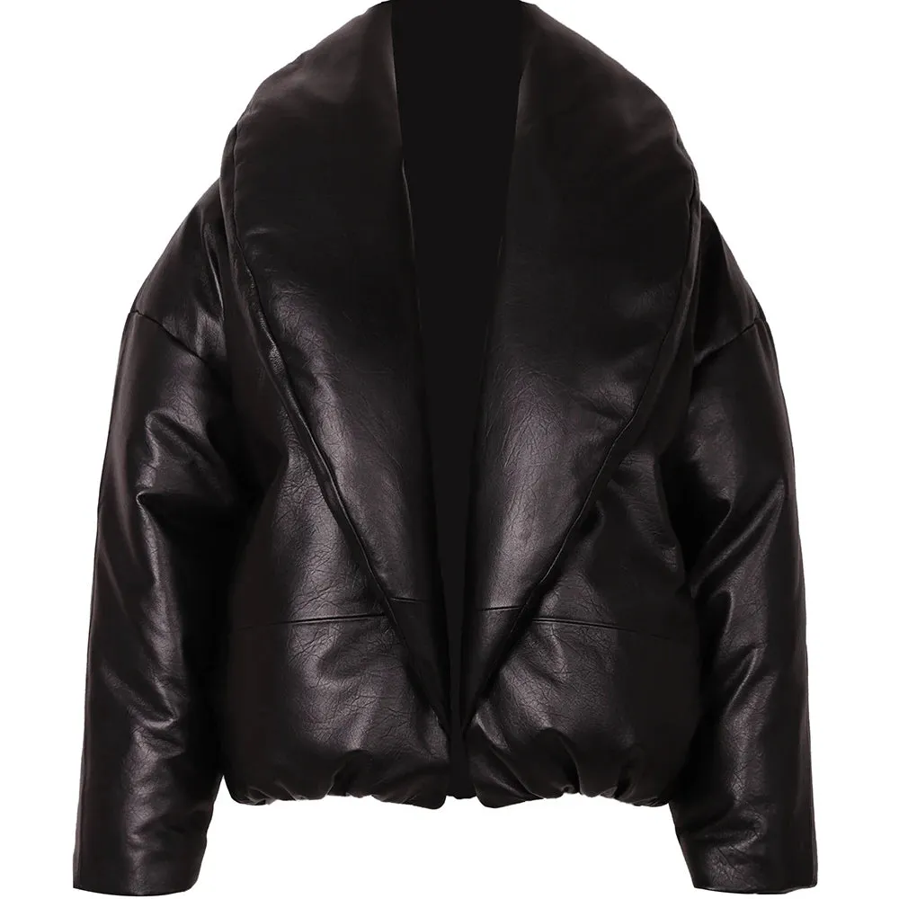 Leather Puffer Coat