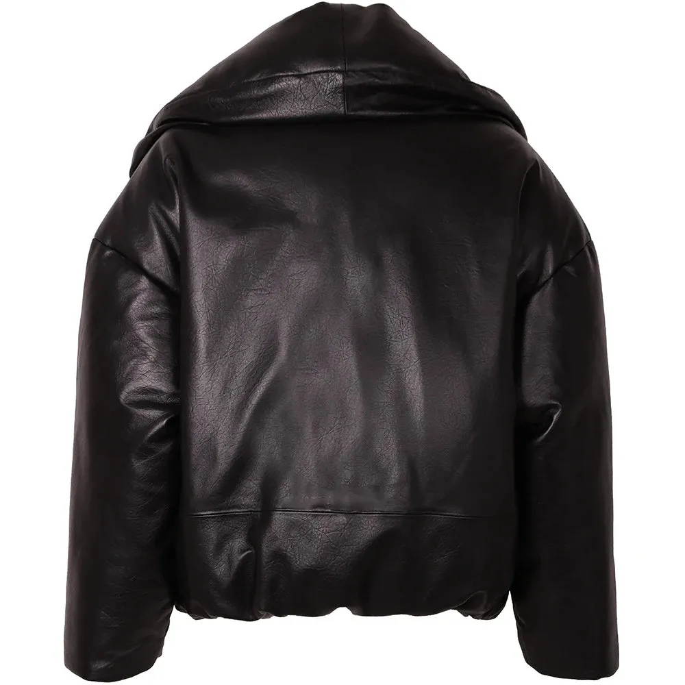 Leather Puffer Coat