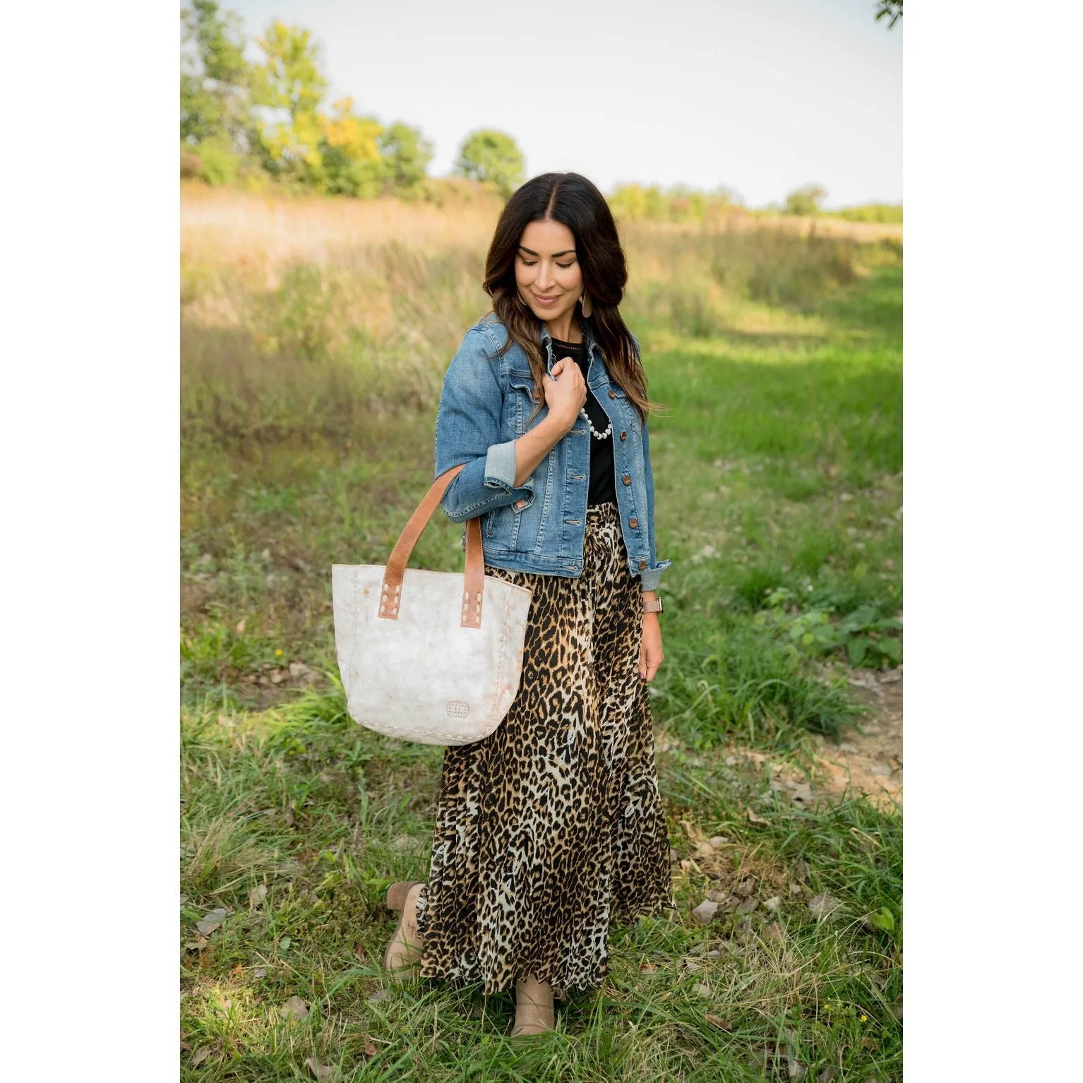 Leopard Pleated Skirt