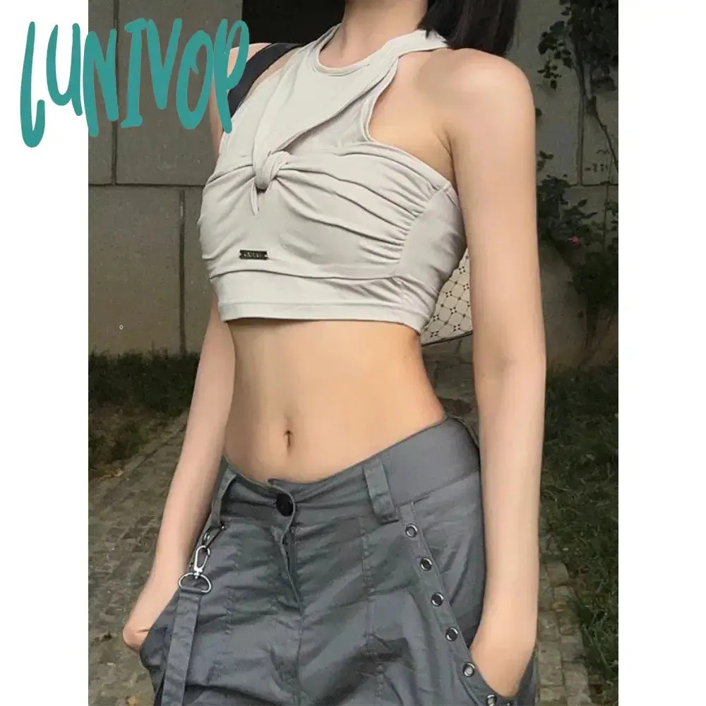 Lunivop eeptown Y2k Sexy Tank Tops Women Streetwear Grunge Aesthetic Grey Hot Girl Crop Tops Edgy Sleeveless Clothes Summer Outwear New