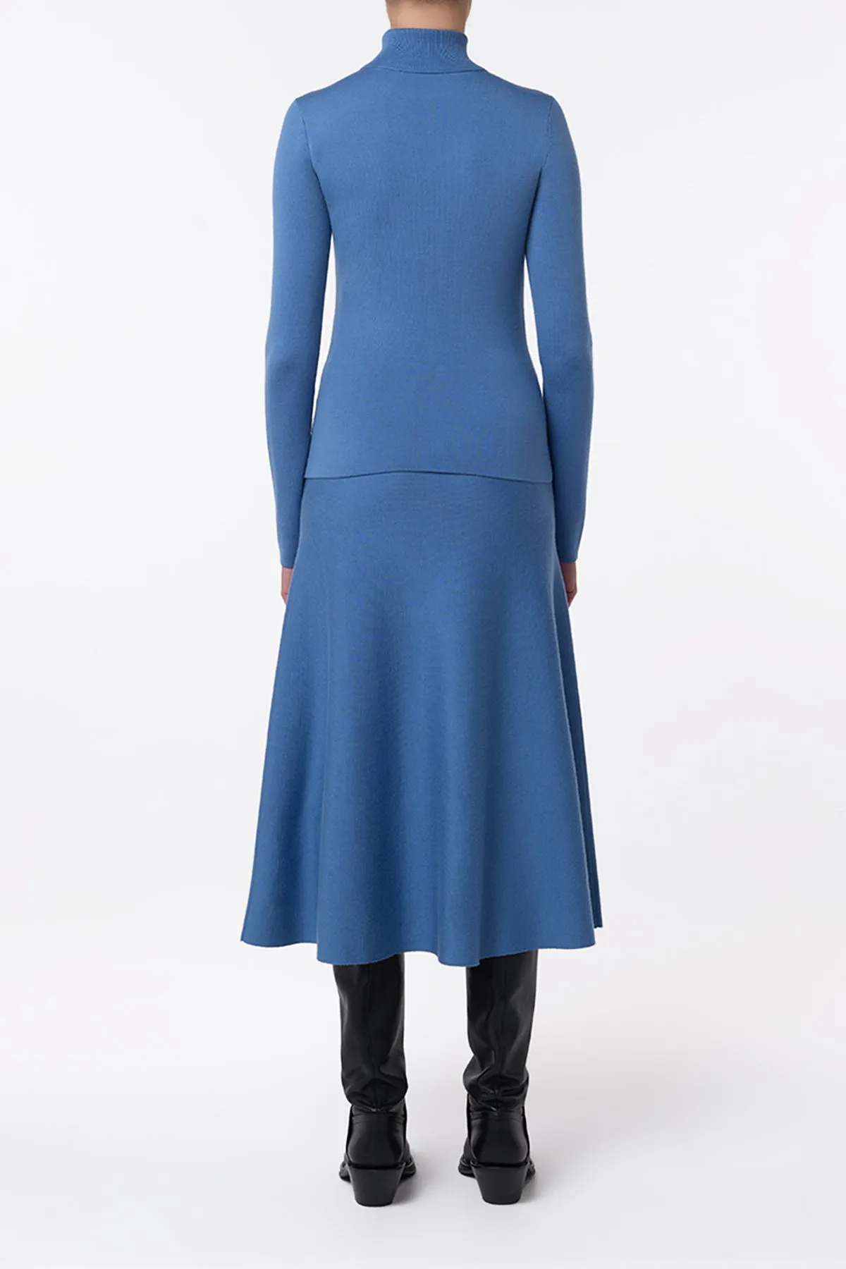 May Knit Turtleneck in Sky Merino Wool Cashmere