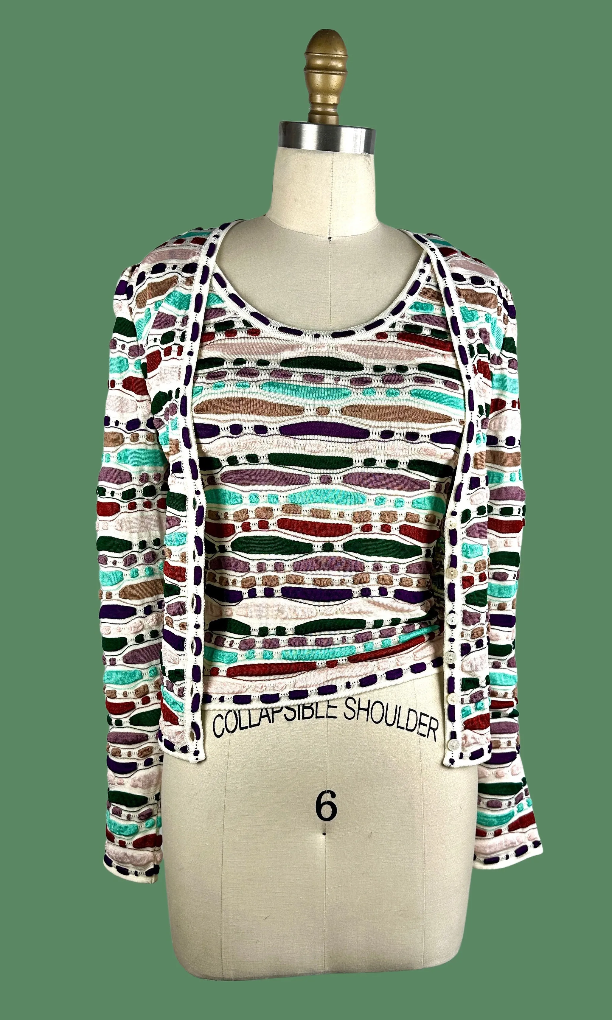 MISSONI 90s Cardigan & Tank Top Knit Set • Small