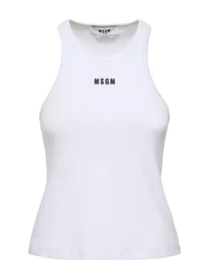 MSGM   Cotton jersey logo tank top 