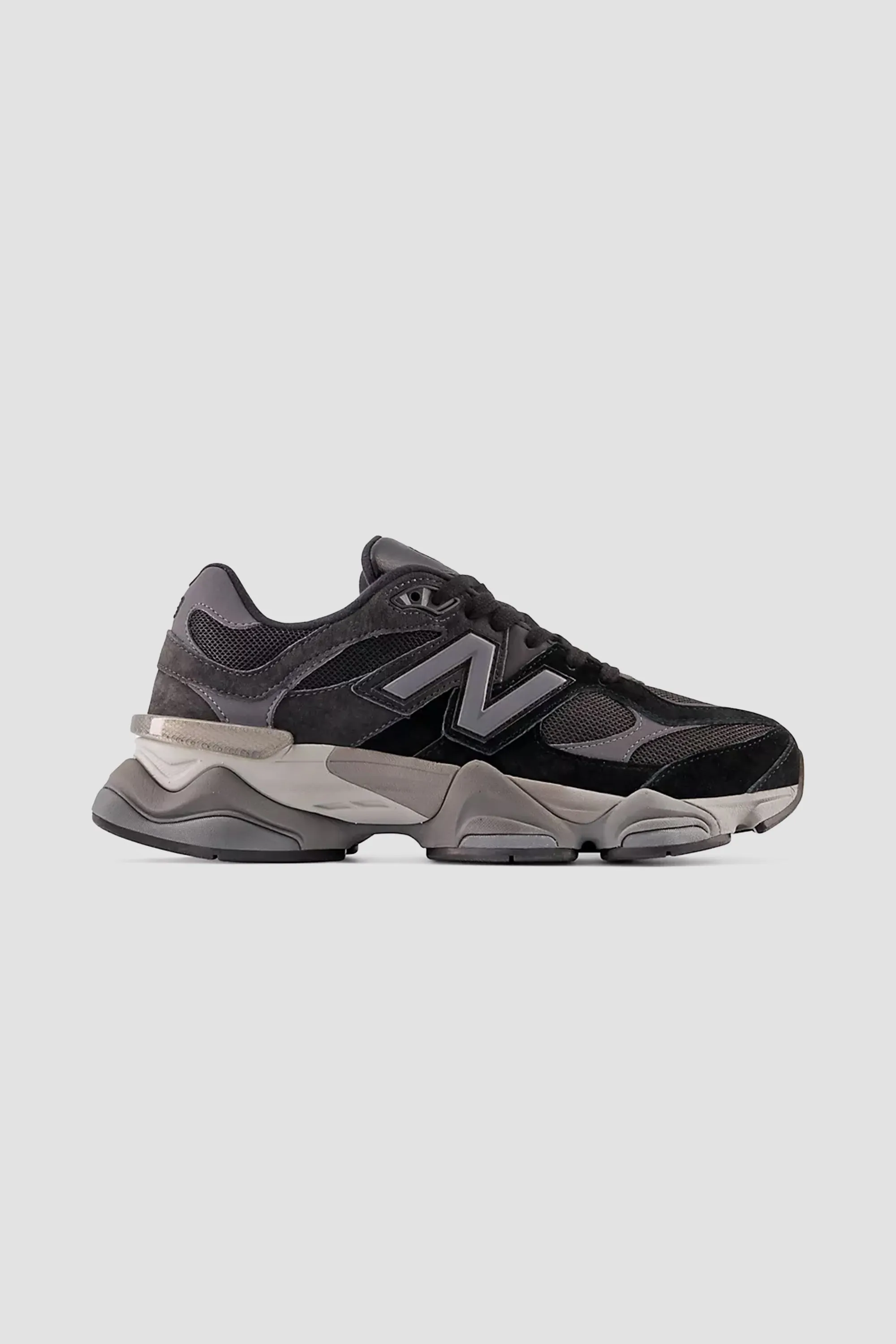 New Balance Unisex 9060 Sneaker in Black with Castlerock and Rain Cloud