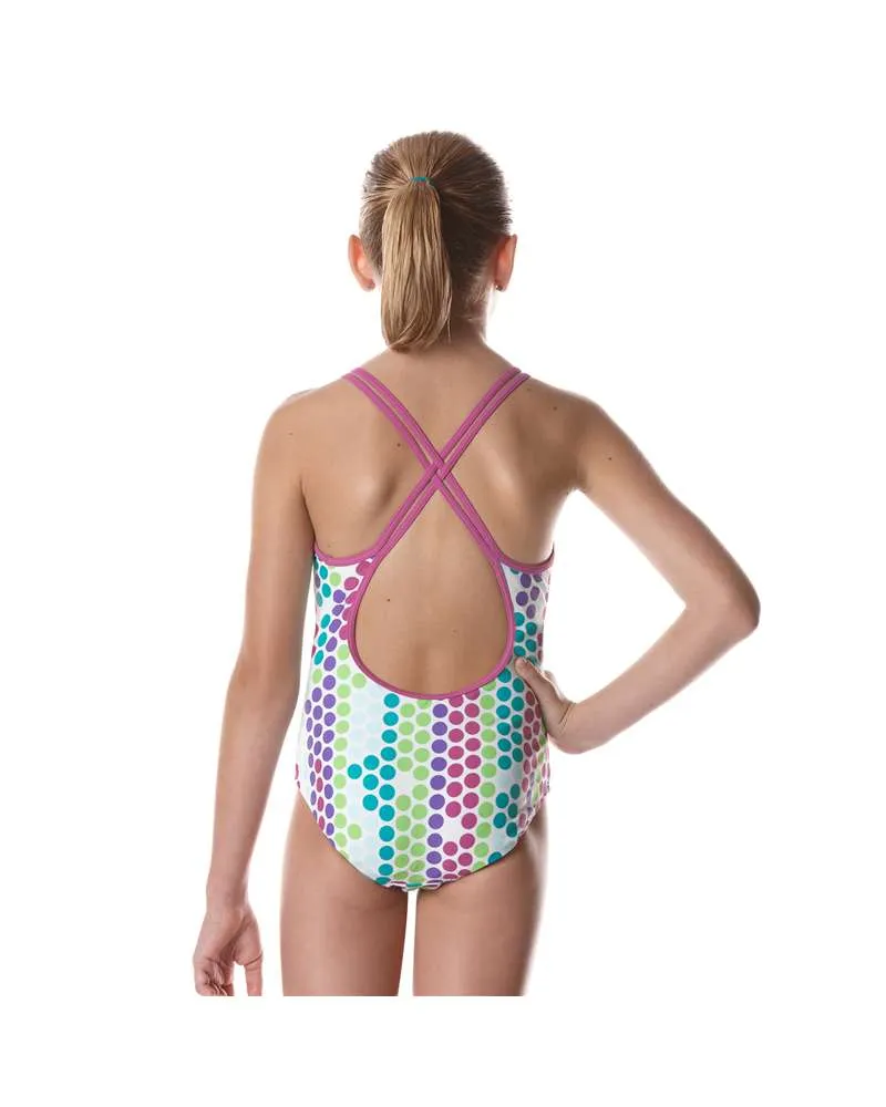 NIKE SWIM Girls&#39; Fragmented Dot Spiderback Tank 1 Piece