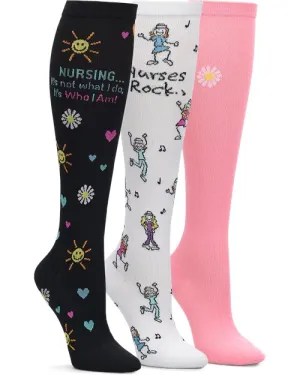 Nurse Mates Compression Socks 3 Pair Pack - Nurses Rock NA0044099