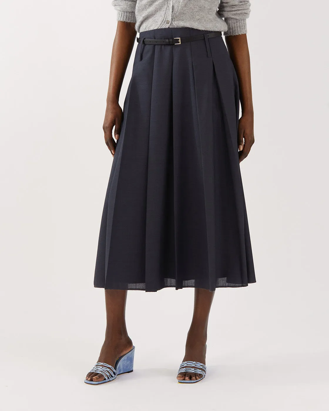 Odette Skirt Wool Blend Suiting Slate