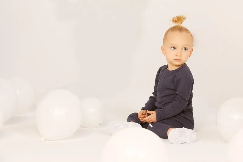 Organic Cotton Rib Romper in Ink Navy