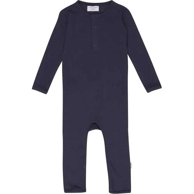 Organic Cotton Rib Romper in Ink Navy