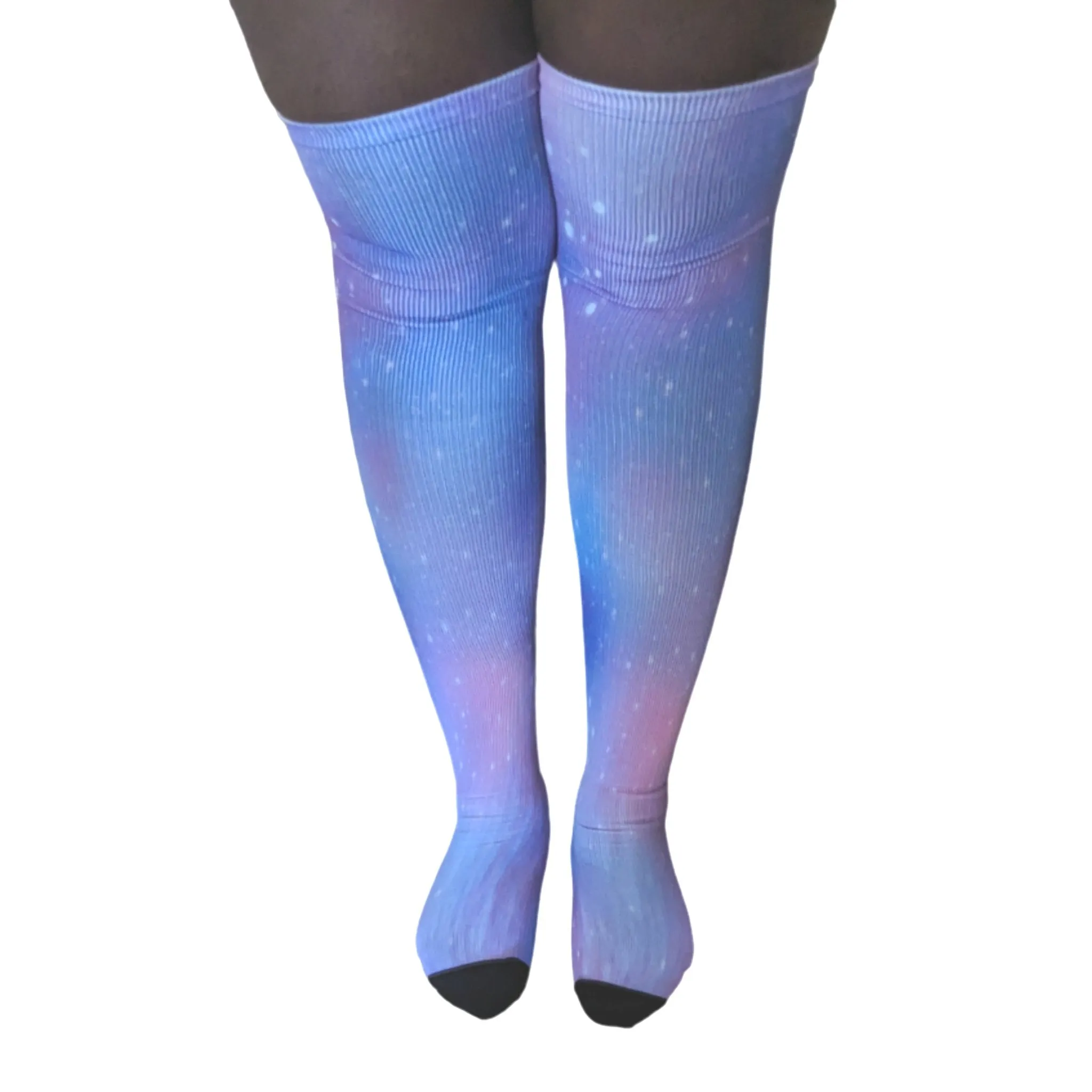 Pastel Galaxy Thigh High Compression Socks