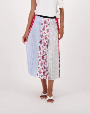 Plissé Pleated Mixed Print Skirt