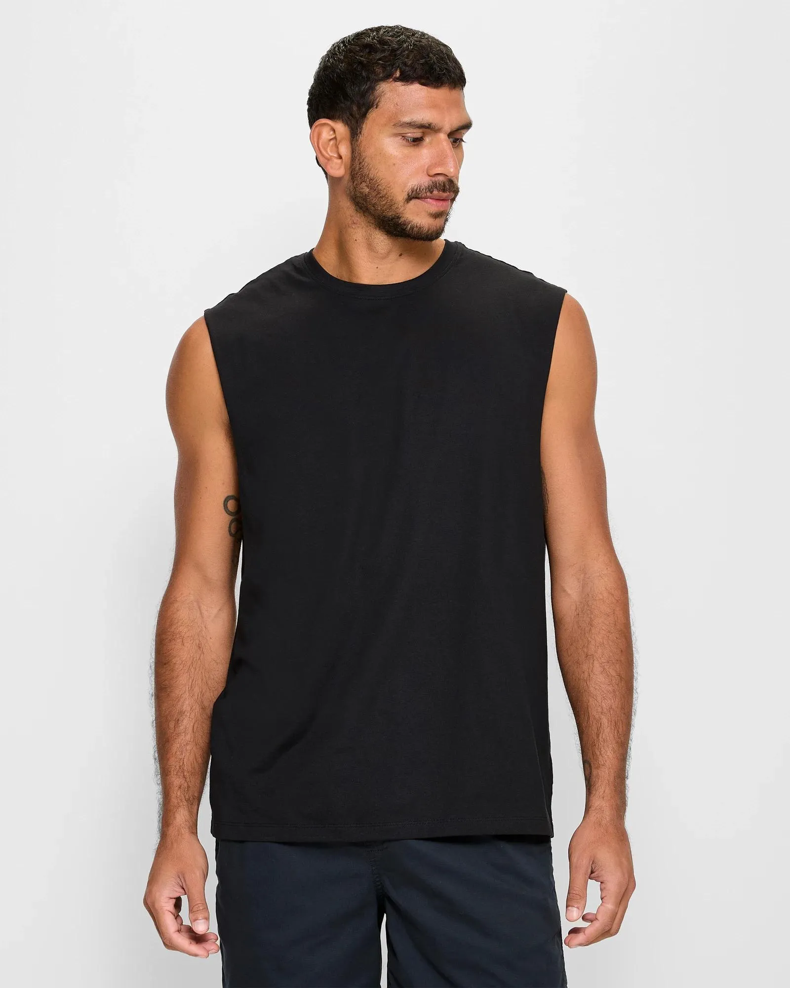 popular  Australian Cotton Plain Tank Top - Black