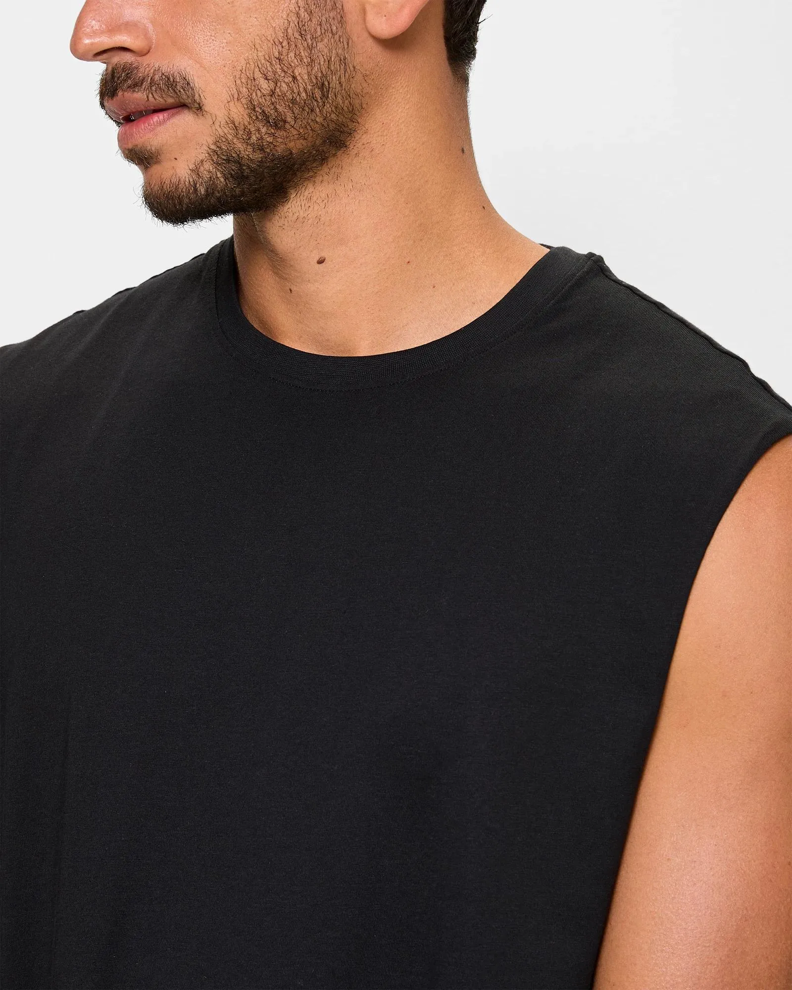 popular  Australian Cotton Plain Tank Top - Black