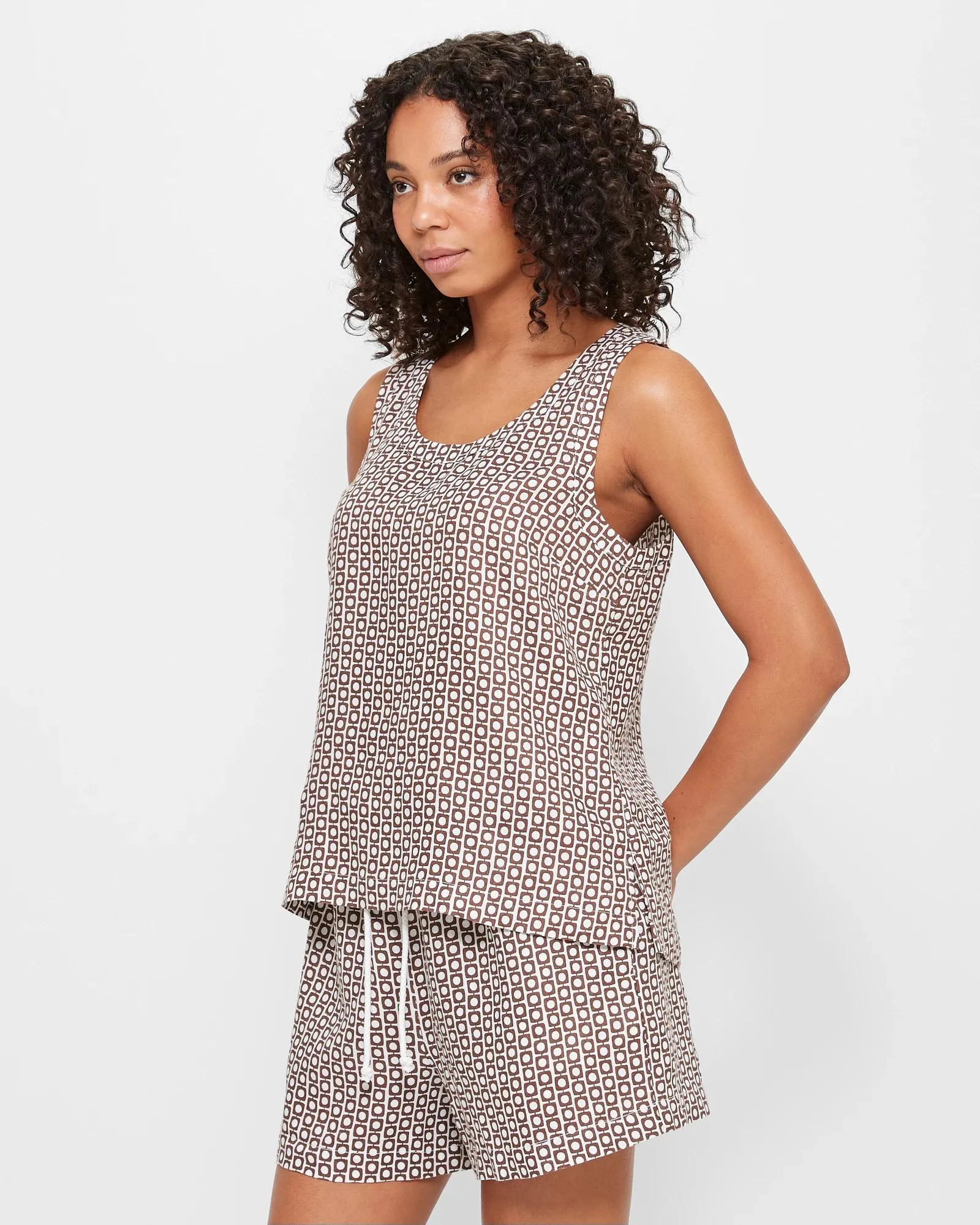 popular  European Linen Tank Top - Round Geo