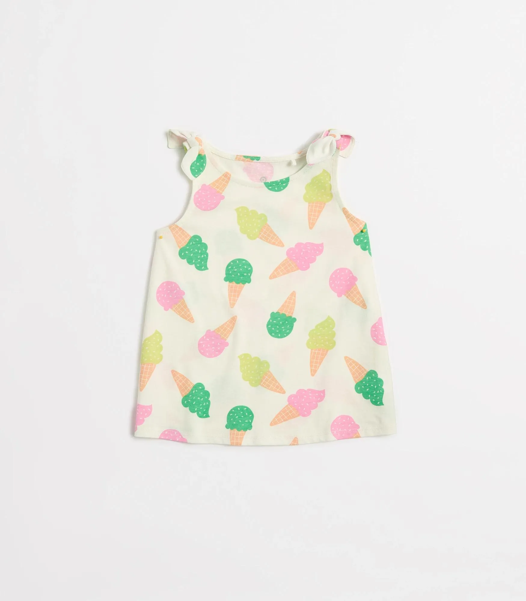 popular  Organic Cotton Bow Shoulder Print Tank - Ice Cream