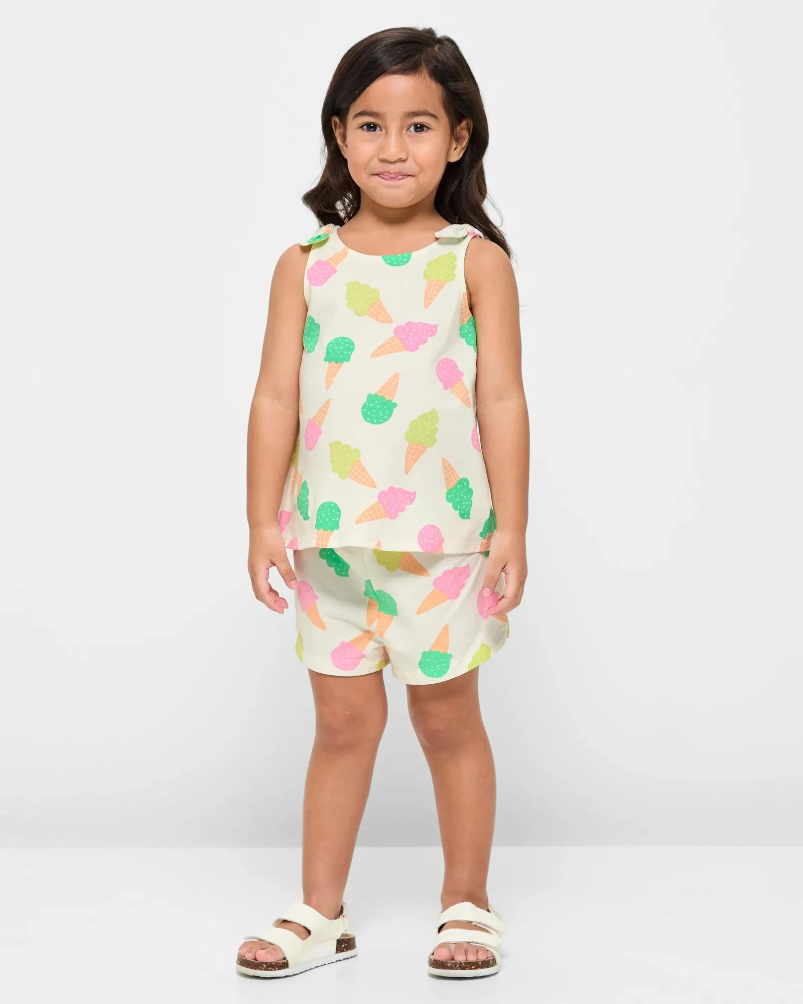 popular  Organic Cotton Bow Shoulder Print Tank - Ice Cream