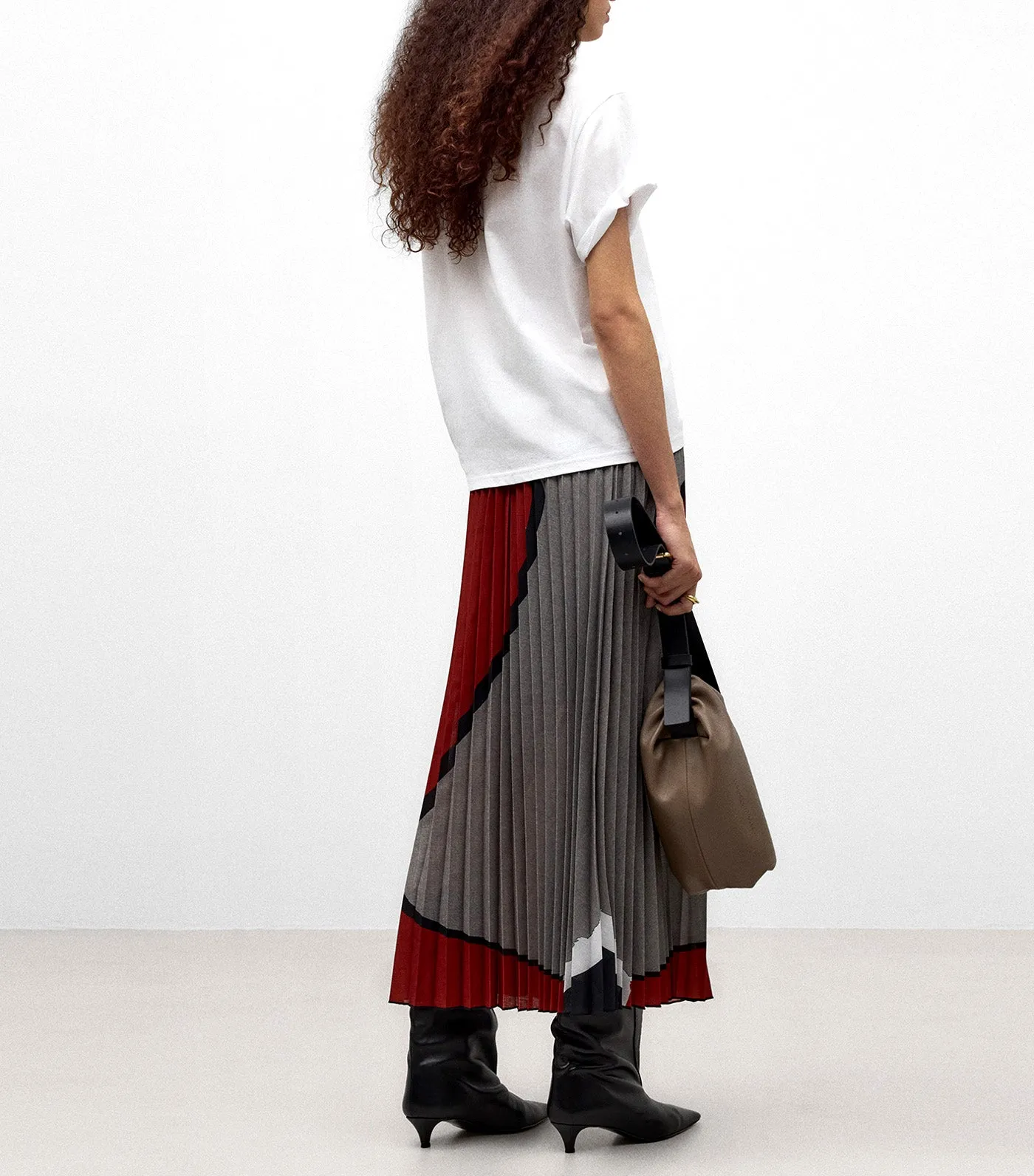 Printed Pleated Skirt White/Gray/Red