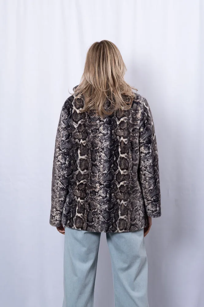 Printed snake faux fur short coat | TIA SNAKE