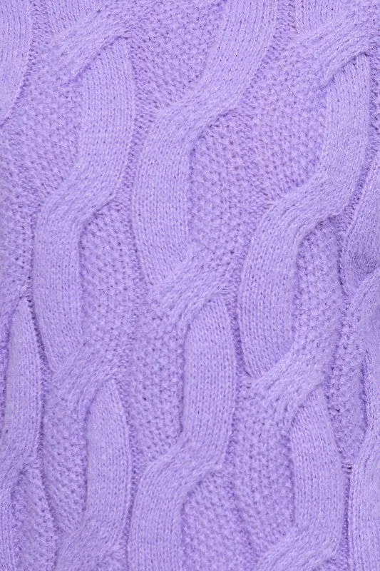 Purple Twisted Mock Turtleneck Sweater