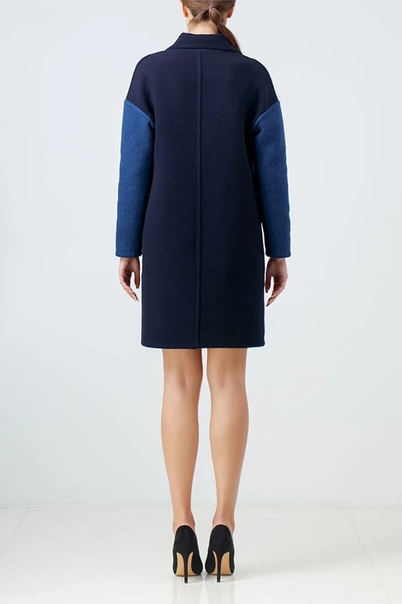 Reversible navy blue wool coat