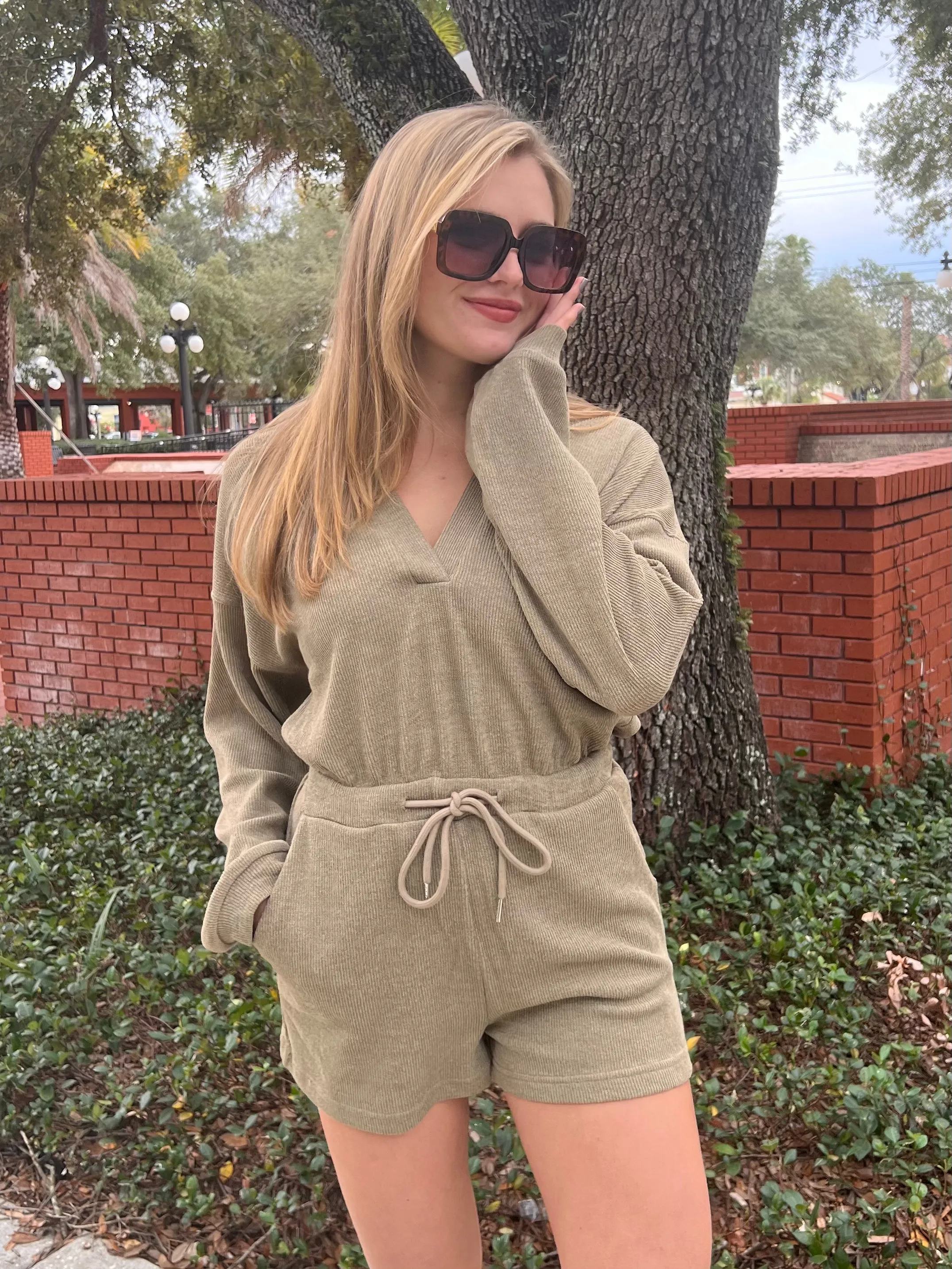 SAYLOR ROMPER IN OLIVE