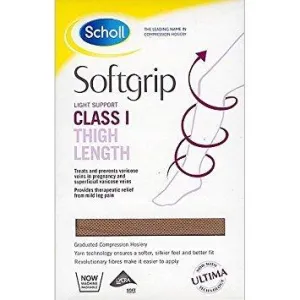 Scholl Softgrip  CL1 Thigh Closed Toe Compression Stockings Natural XL