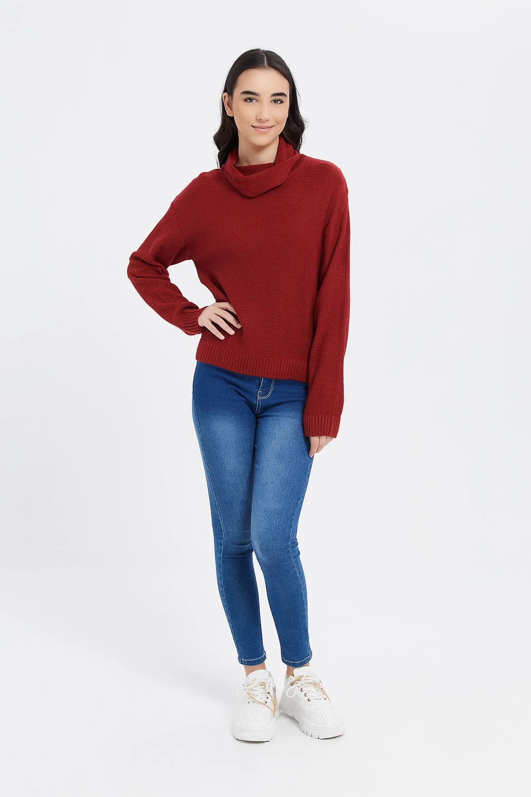 Senior Girls Burgundy Turtleneck Pullover