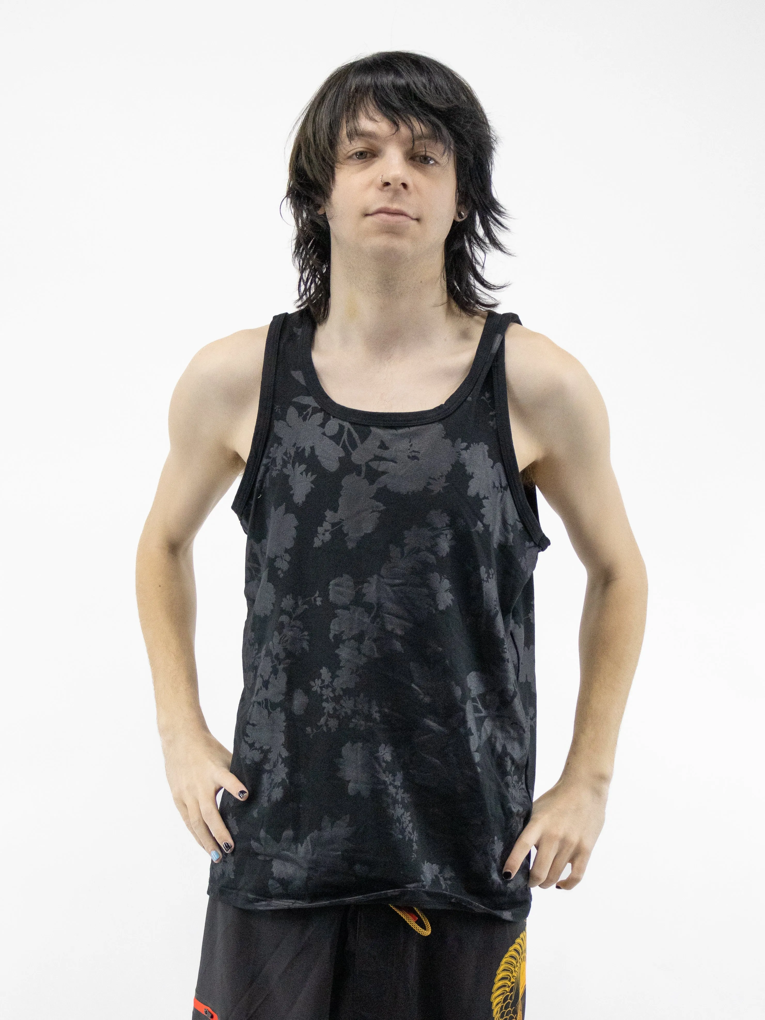 Shiny Floral Print Tank Top UNISEX