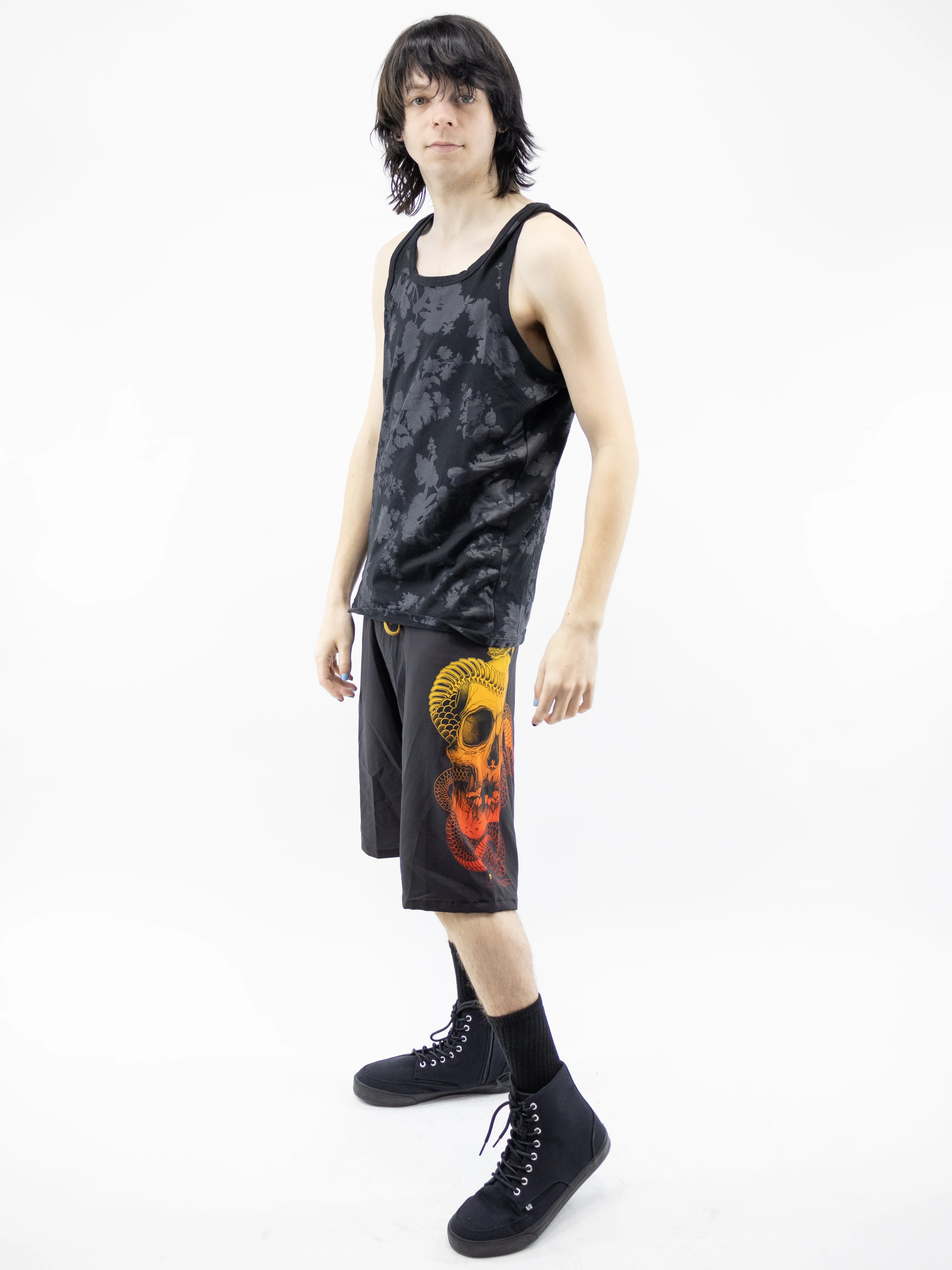 Shiny Floral Print Tank Top UNISEX