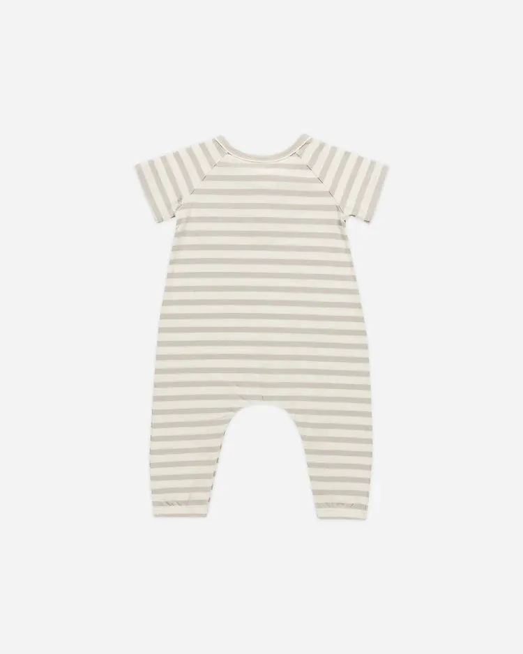 Short Sleeve Jumpsuit - Grey Stripe