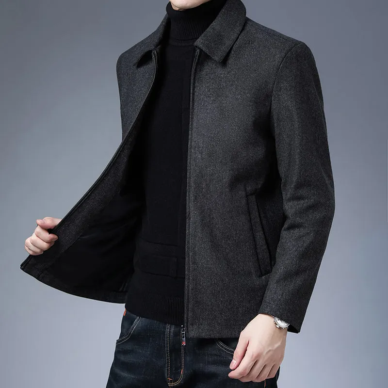 Solid Polyester Dark Color Men's Jacket