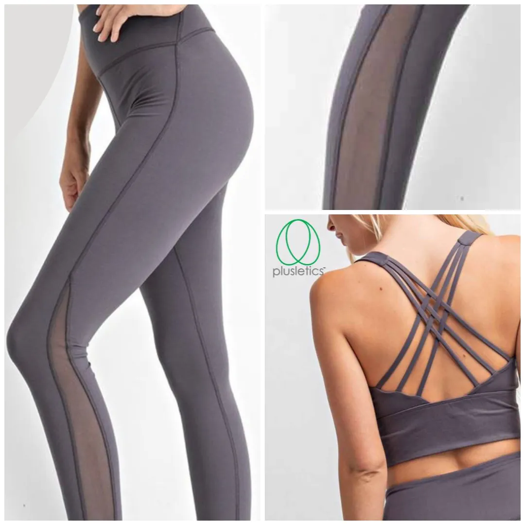 Strappy Criss Cross Back Bralette & Mesh Side Leggings