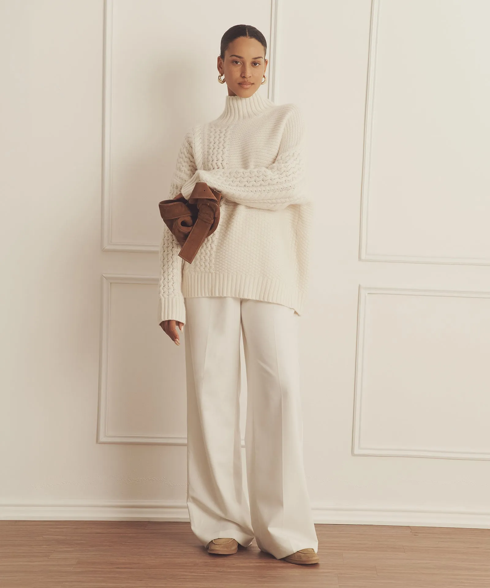 Super Luxe Cashmere Mixed Stitch Turtleneck