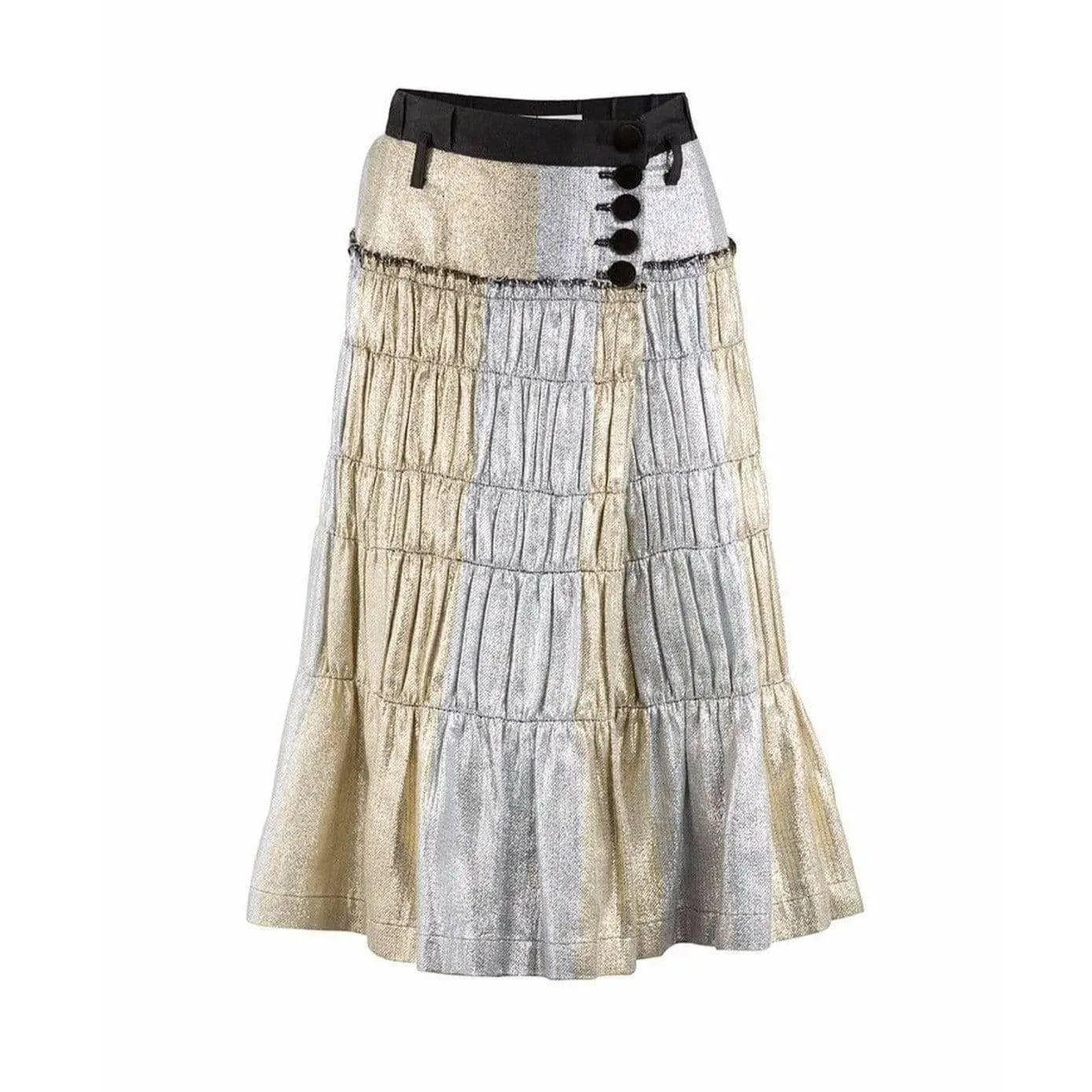 Tao Comme des Garçons Gold and Silver Pleated Wrap Skirt